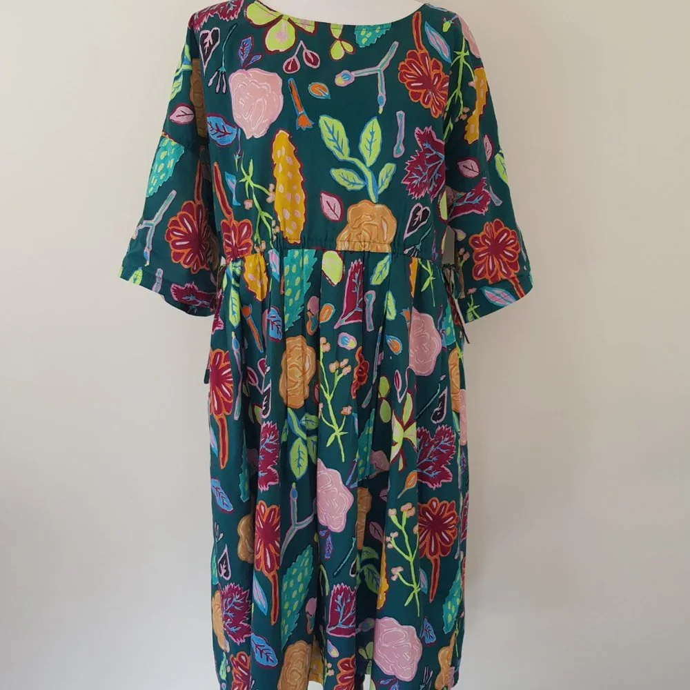 Gorman Pitches Petal Dress Dark Green Print Size M. Comfortably fits size 12 - 1 - Picture 11 of 15